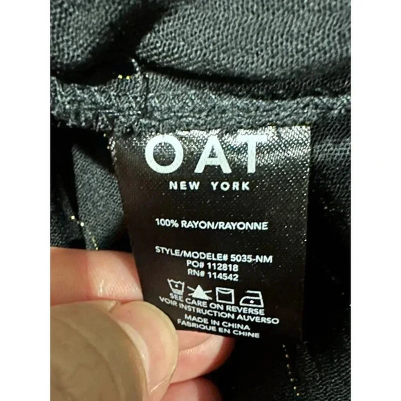 NWT Oat New York Long Sleeve Black‎ & Gold Square Neck Smocked Dress | Size S - Picture 8 of 9